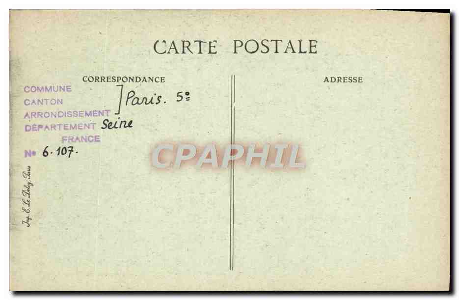 Rue Geoffroy-Saint-Hilaire, 35 — Ancien cabaret « La Biche » — Paris d'autrefois, n°130 — Verso