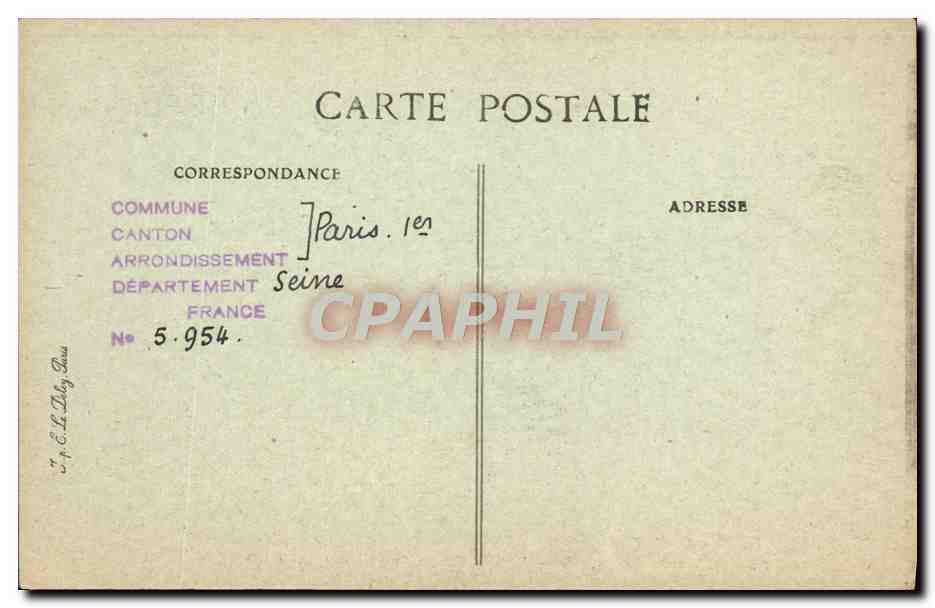 CPA Paris D'Autrefois Rue du Jour Aucienne Cure de Saint Eustache — Rückseite