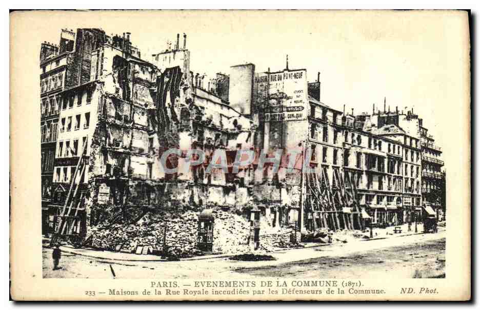 CPA Paris Evenements de la Commune 1871 Maisons de la Rue Royale incendiees 