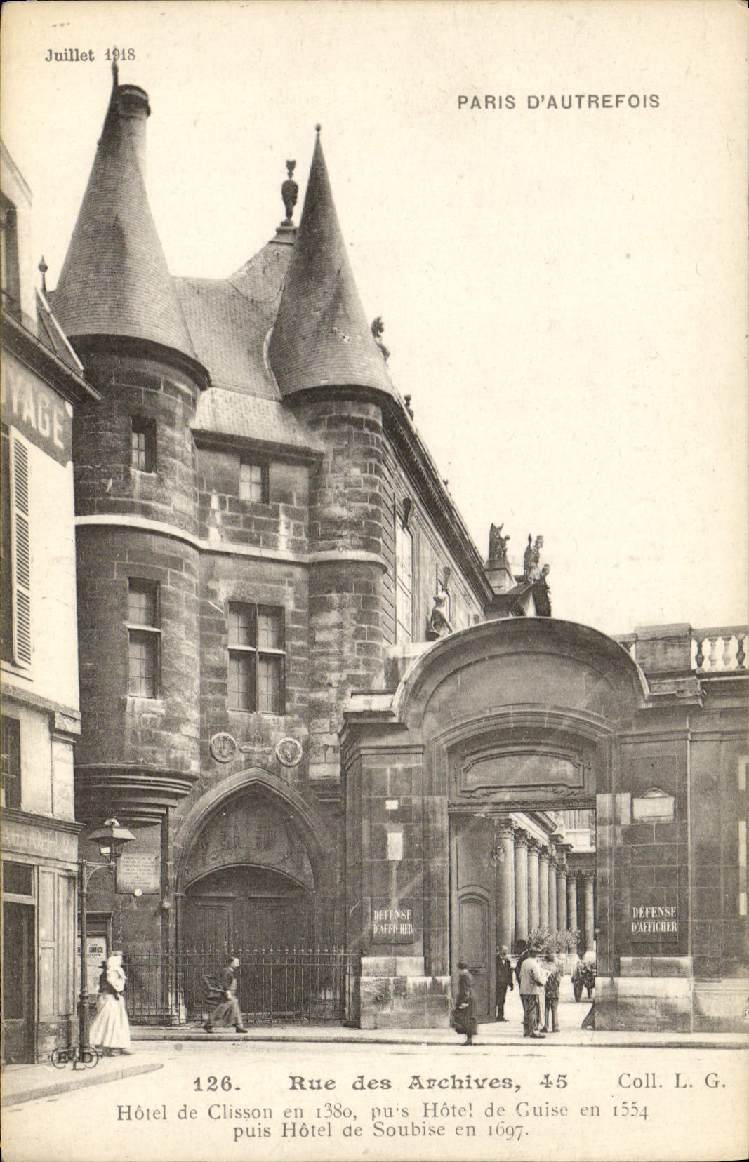 CPA Paris d'Autrefois Rue des Archives Hotel de Clisson puis Hotel de Cuise Hotel de Soubise