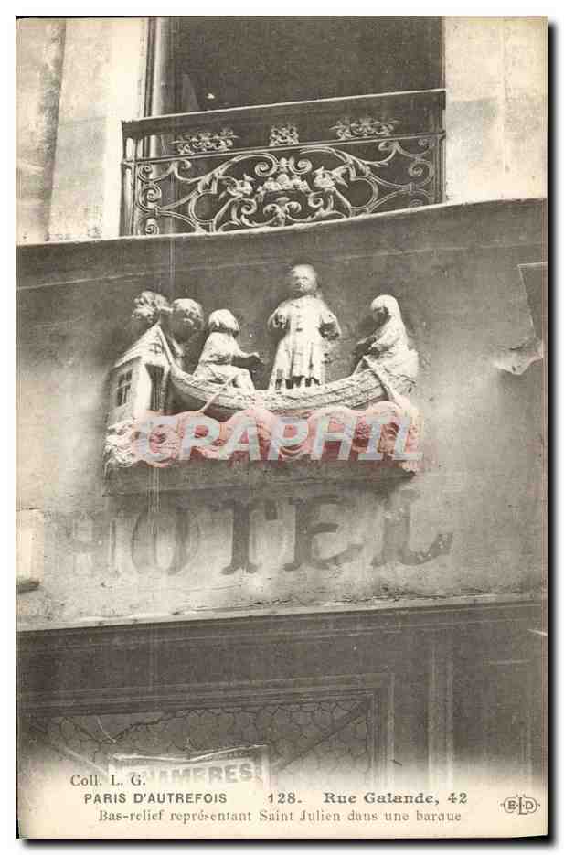 Paris d'autrefois — Bas-relief représentant Saint Julien dans une barque — Éditeur L. G. n° 128