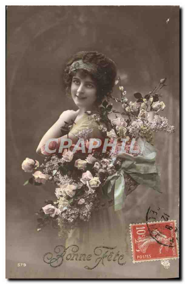 CPA Fantaisie Femme Fleurs