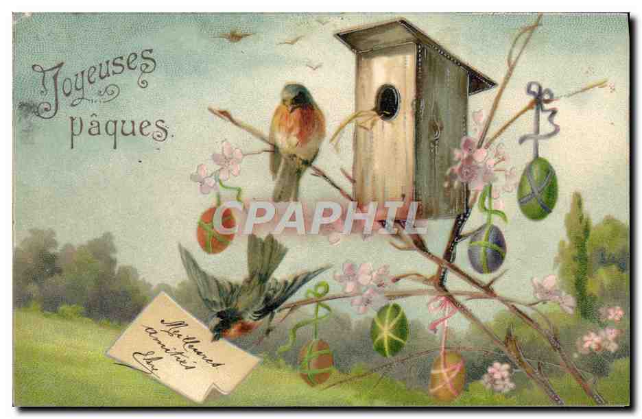 CPA Fantaisie Oiseau Paques 