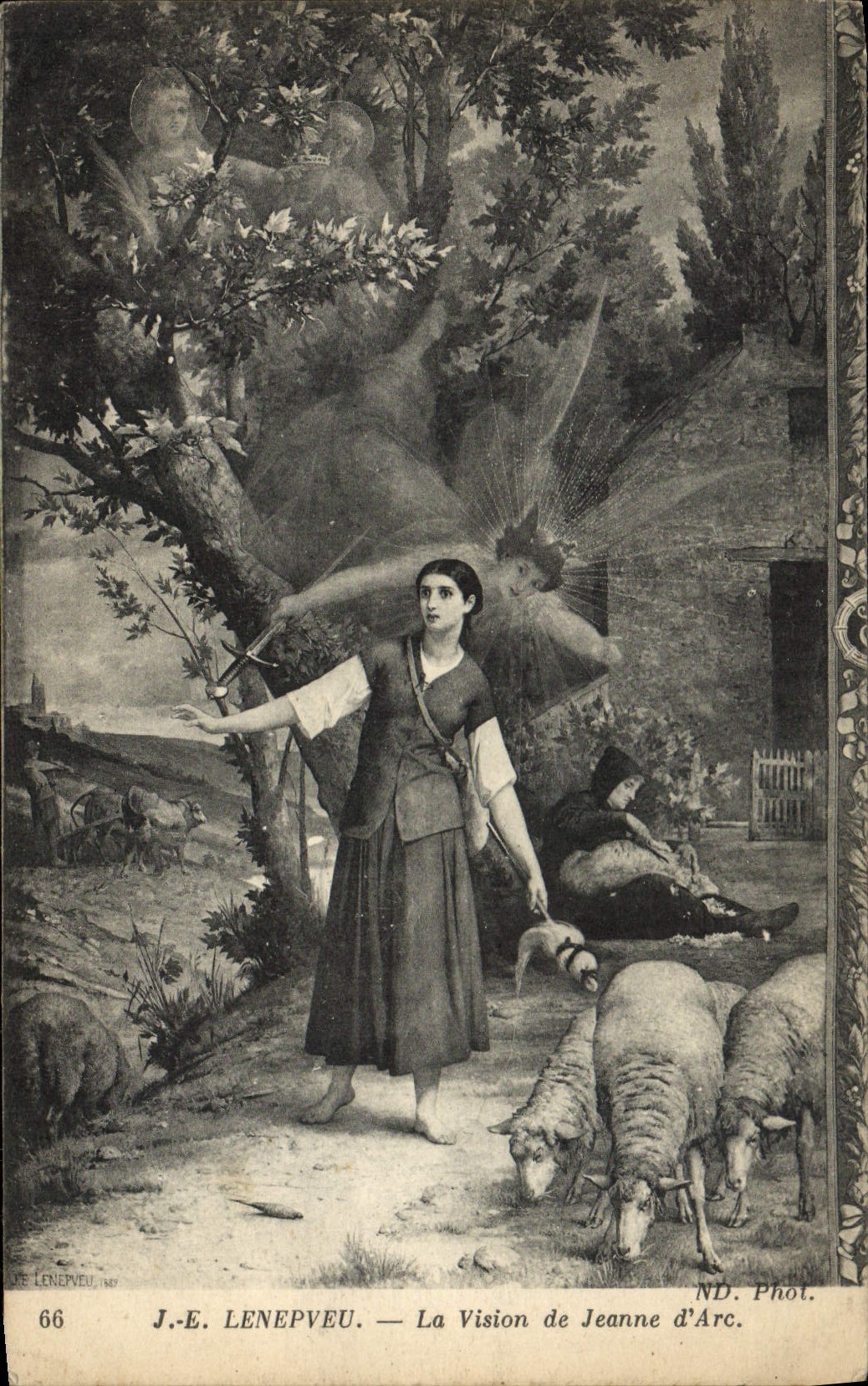 CPA Fantaisie Lenpeveu La vision de Jeanne d'Arc Moutons 