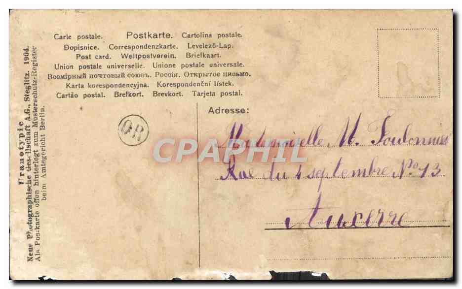 CPA Fantaisie Femme — Rückseite