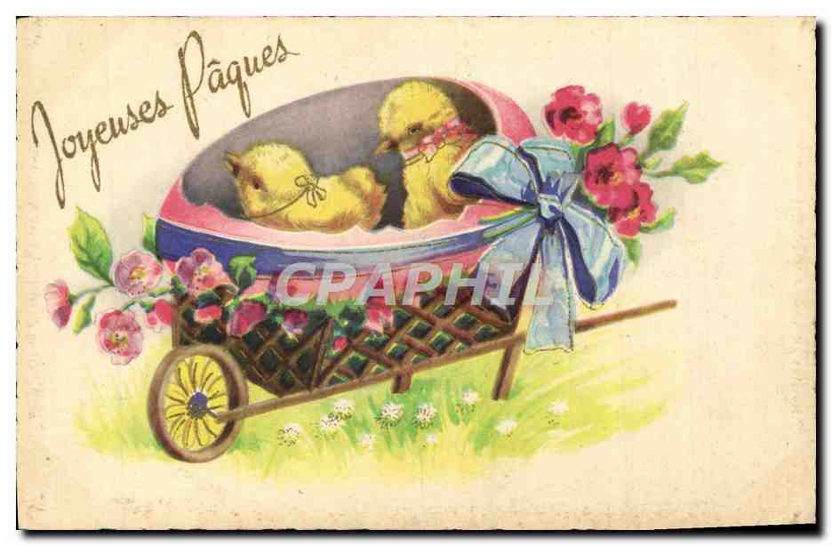 CPA Fantaisie Paques Poussins 