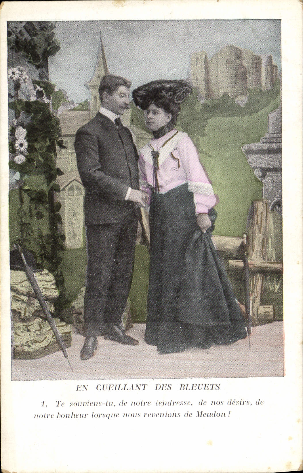 CPA Fantaisie Femme En cueillant les bleuets