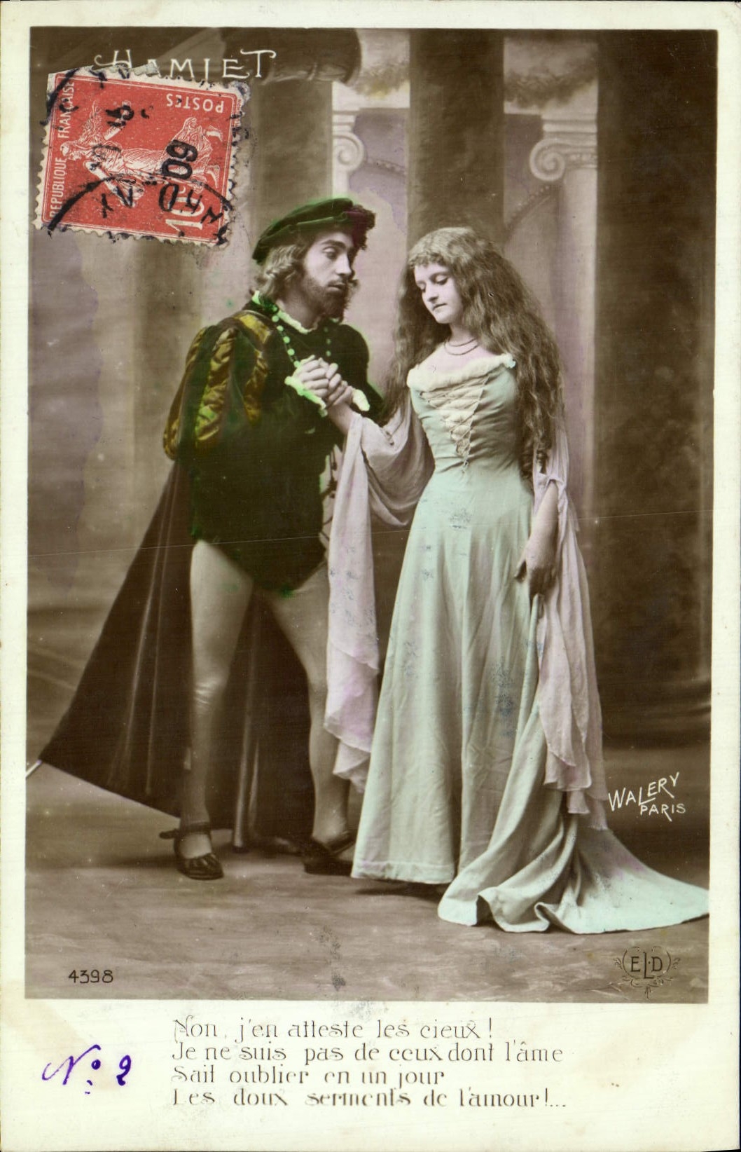 Scène de théâtre — Hamlet et Ophélie — Walery, Paris, n° 4398