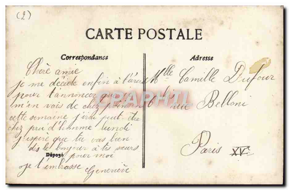 Scène de théâtre — Hamlet et Ophélie — Walery, Paris, n° 4398 — Verso