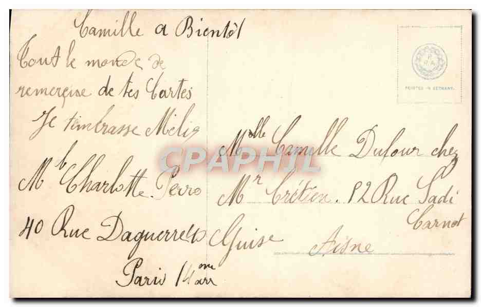 CPA Fantaisie Femme  — Rückseite