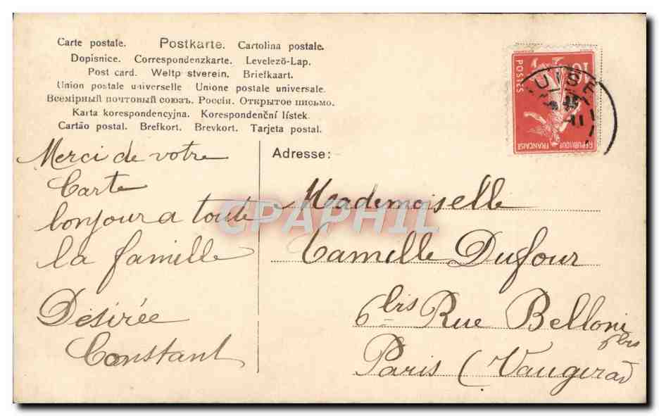 Scène intime — femme en robe verte embrassant une jeune fille — éditeur non visible — Rückseite