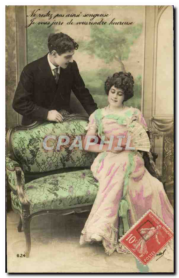 CPA Fantaisie Femme Eventail