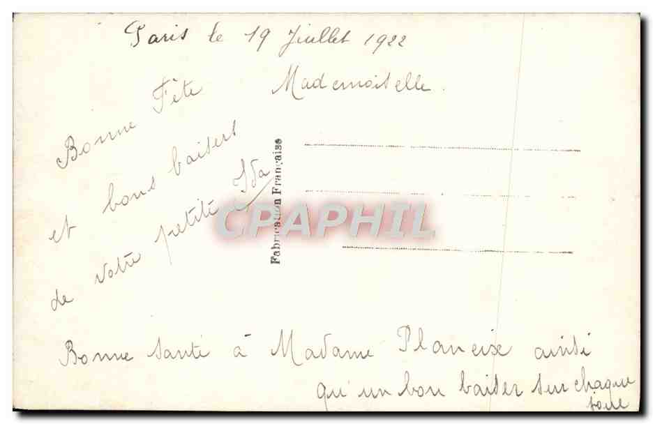 CPA Fantaisie Femme Chapeau — Rückseite