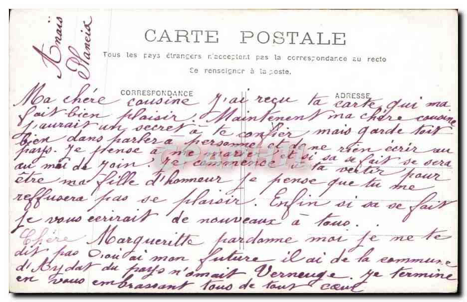 CPA Fantaisie Femme — Rückseite