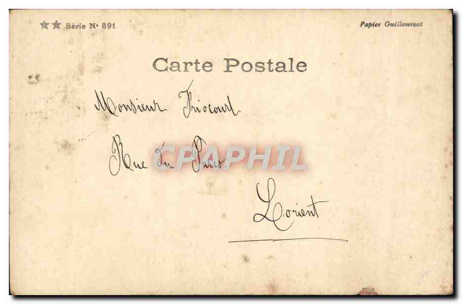 Giovane donna in abito elegante — editore Papier Guillaménot, serie N° 891 — Verso