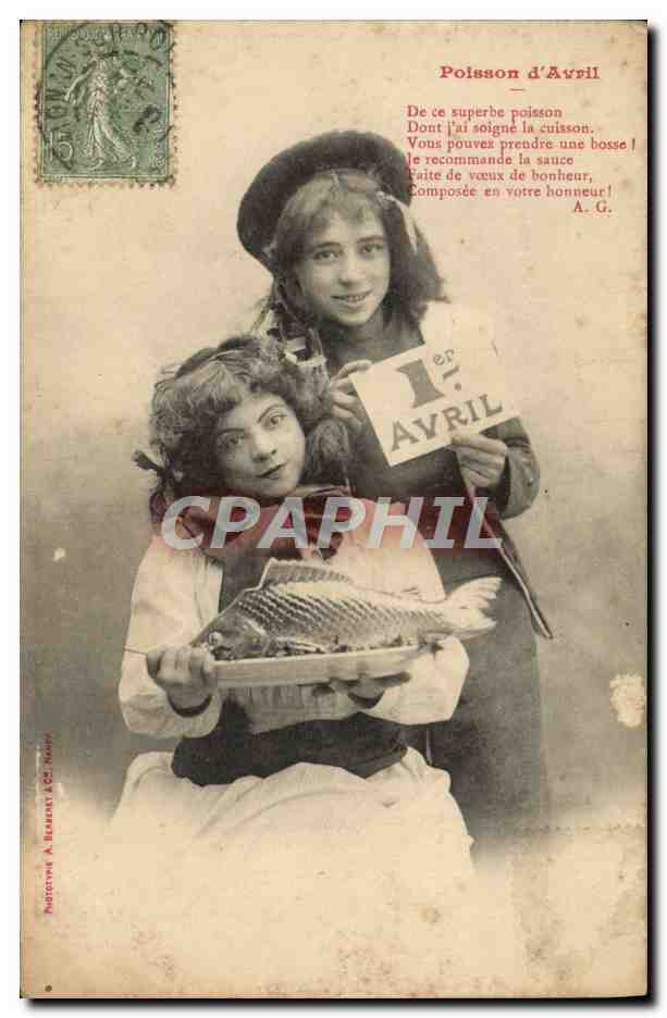 CPA Fantaisie Enfants Poisson d'avril 
