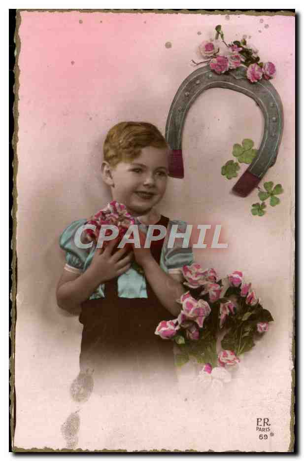 CPA Fantaisie Enfant Fer a cheval