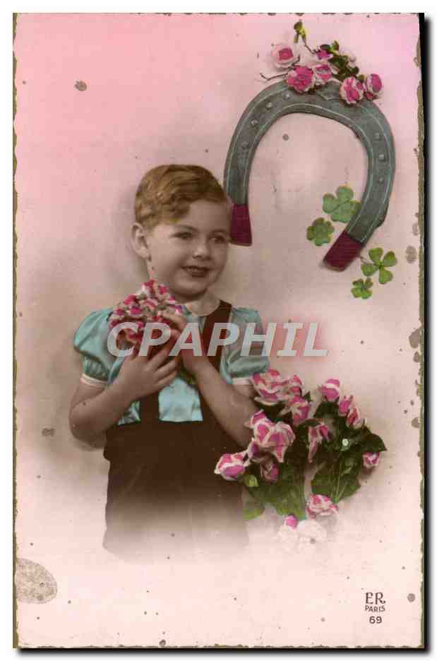 CPA Fantaisie Enfant Fer a cheval