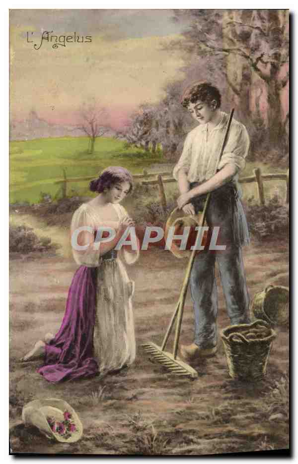 CPA Fantaisie Femme L'angelus