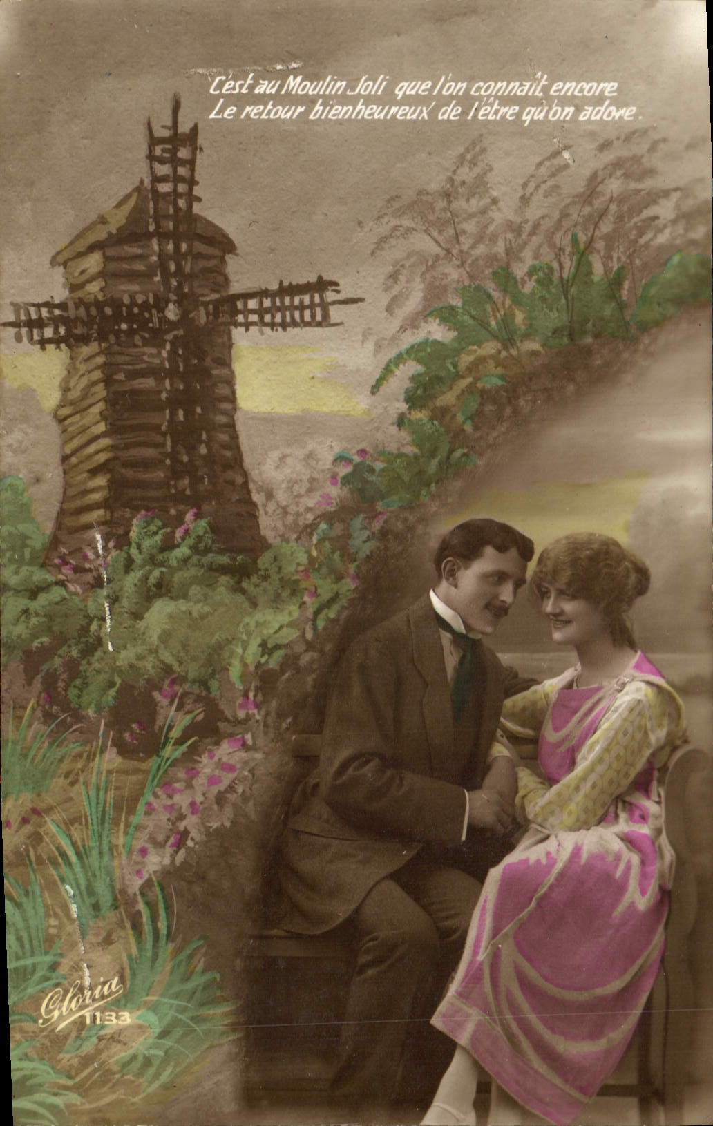 CPA Fantaisie Femme Moulin a vent
