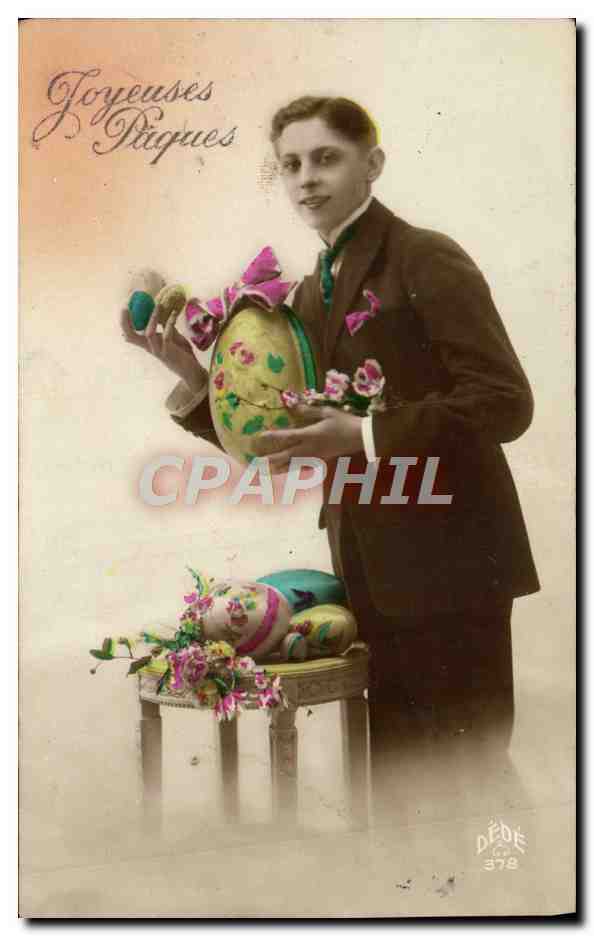 CPA Fantaisie Homme oeufs Paques