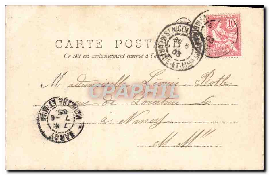 Femme en robe légère — fleurs dans les cheveux — S. LE PAVOT — Rückseite