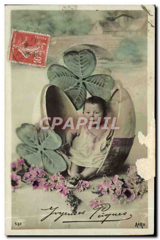CPA Fantaisie Enfant Bebe Trefle 