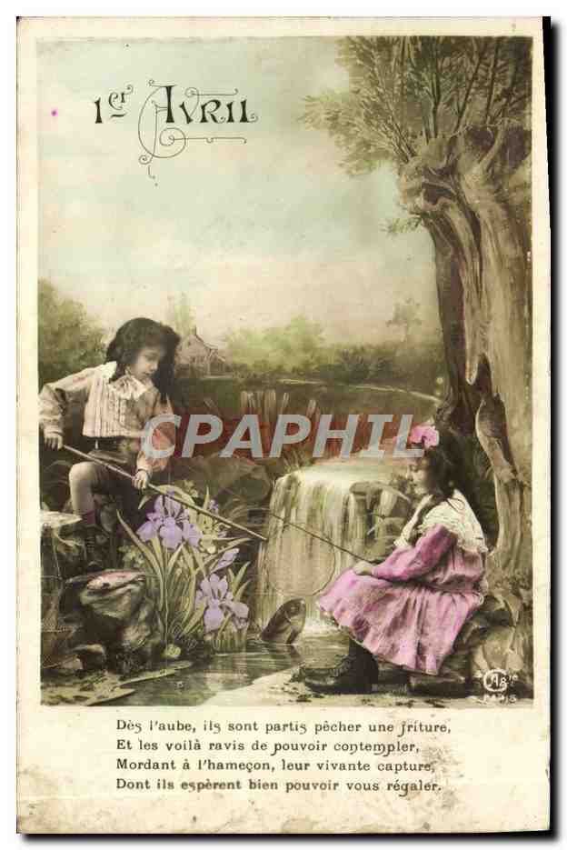 CPA Fantaisie Enfants 1er avril Peche 