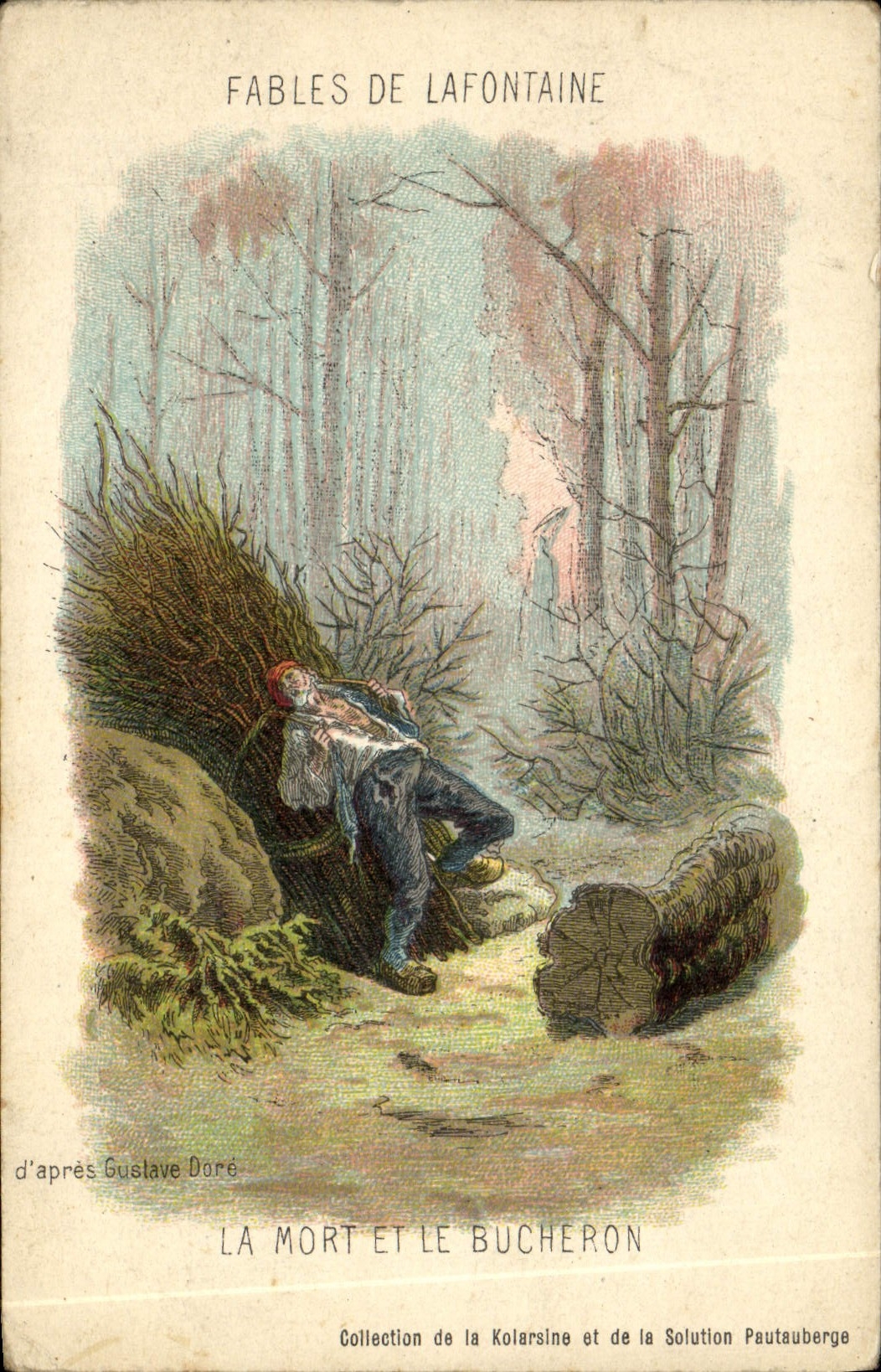 CPA Fantaisie Fables de Lafontaine La mort et le bucheron 