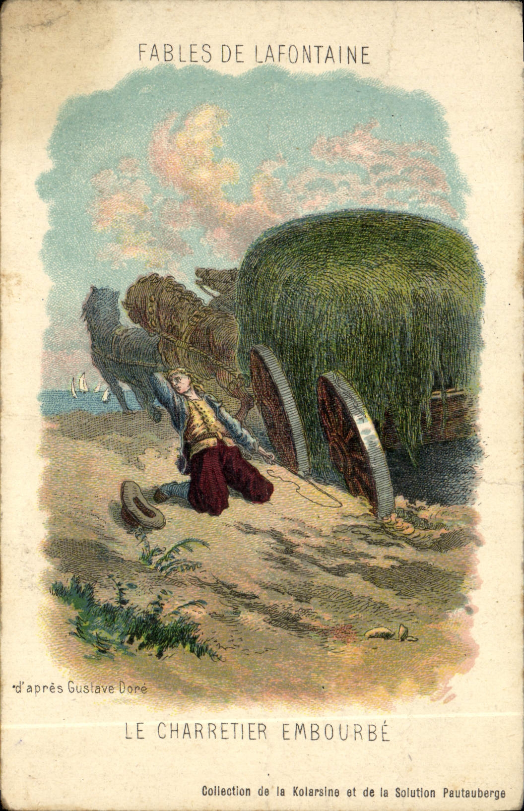 CPA Fantaisie Fables de Lafontaine Le charretier embourbe 