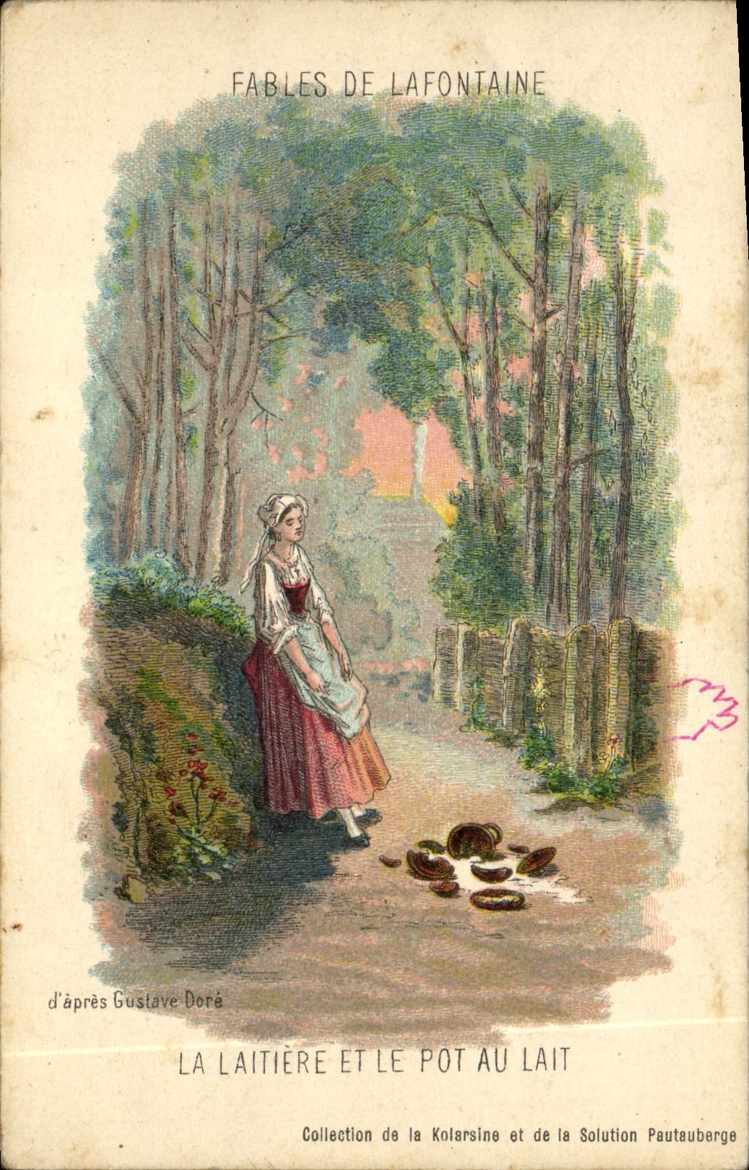 CPA Fantaisie Fables de Lafontaine La laitiere et le pot au lait