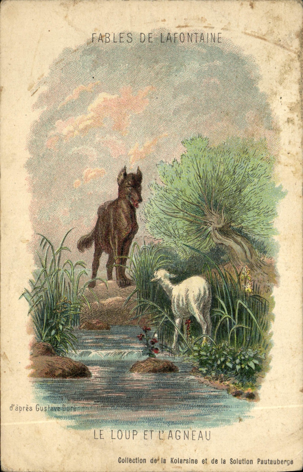 CPA Fantaisie Fables de Lafontaine Le loup et l'agneau 