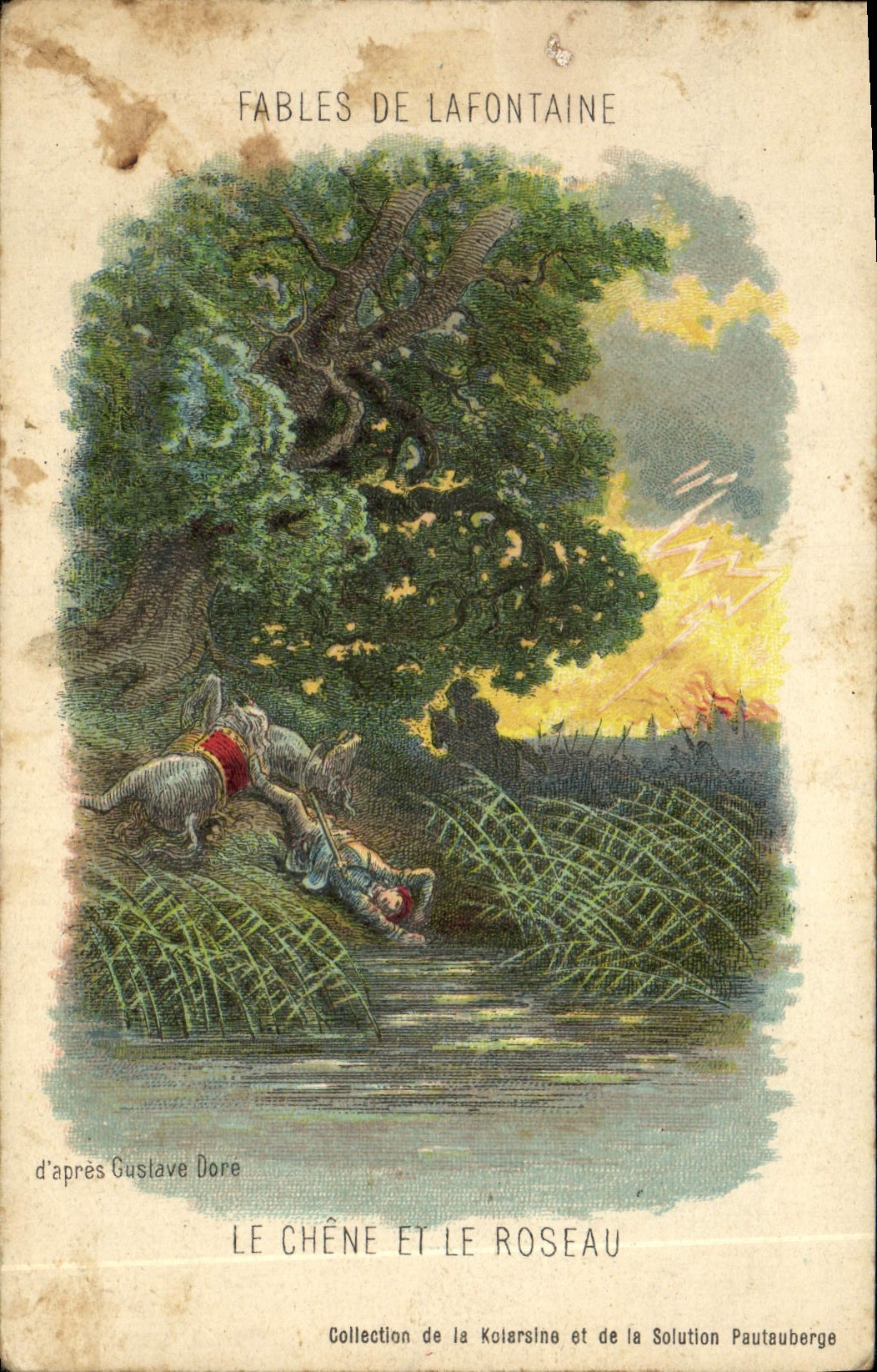 CPA Fantaisie Fables de Lafontaine Le chene et le roseau