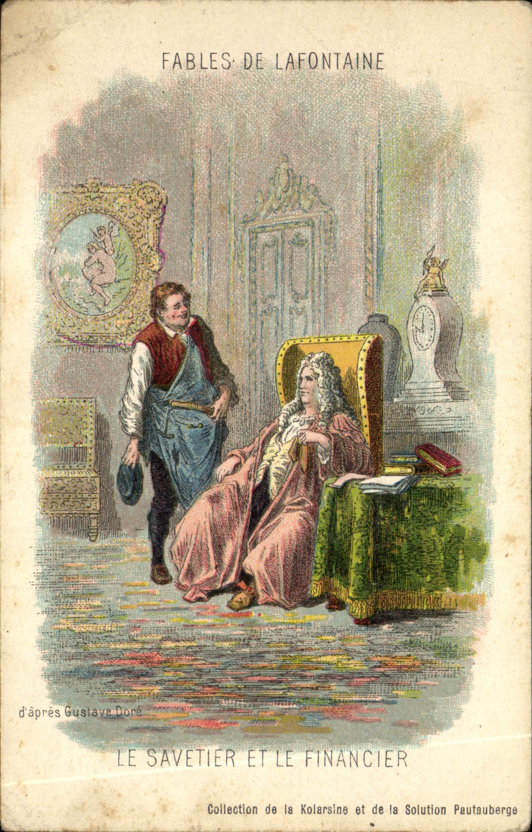 CPA Fantaisie Fables de Lafontaine Le savetier et le financier 