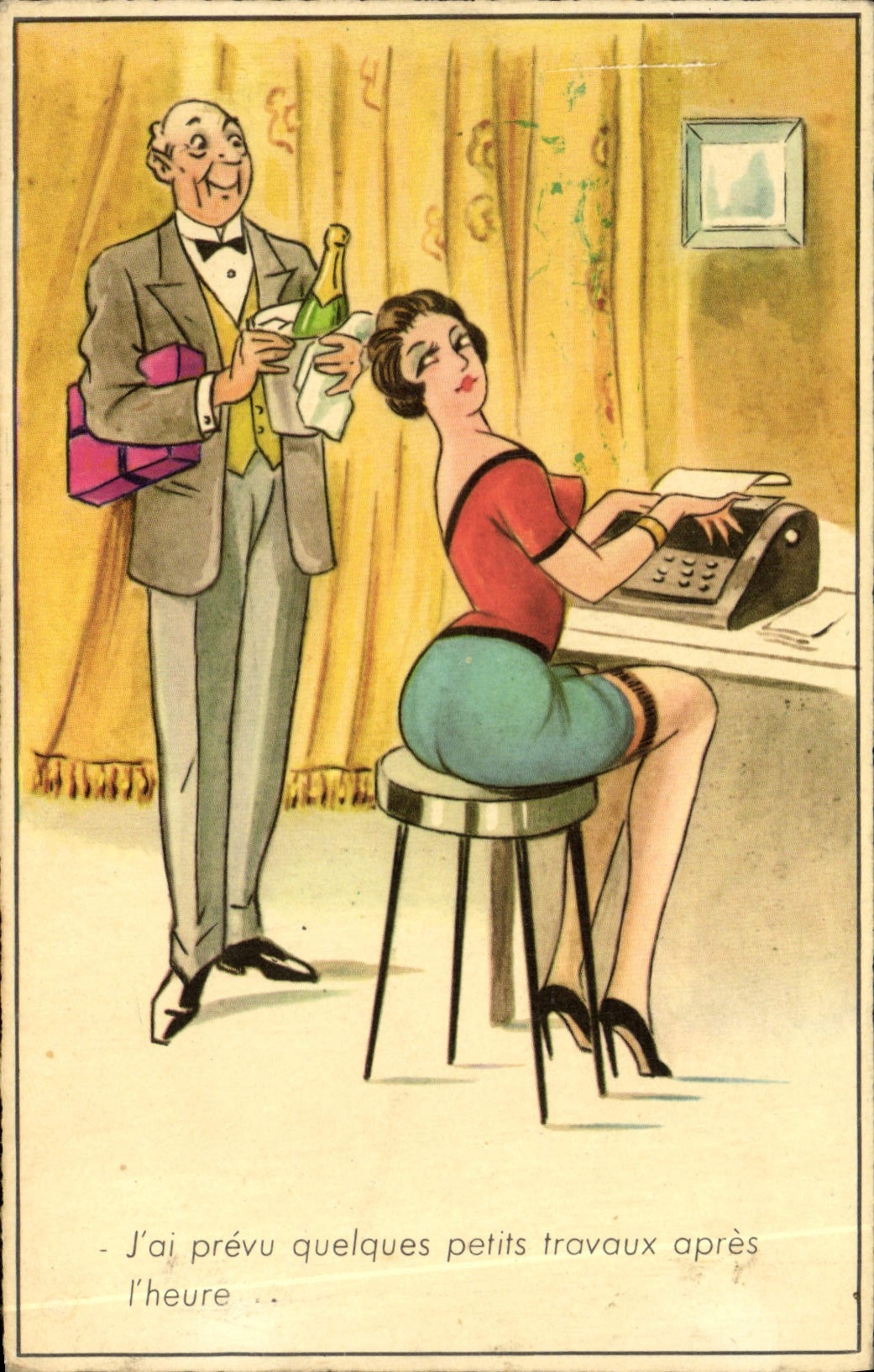 CPA Fantaisie J'ai prevu quelques petits travaux apres l'heure Secretaire