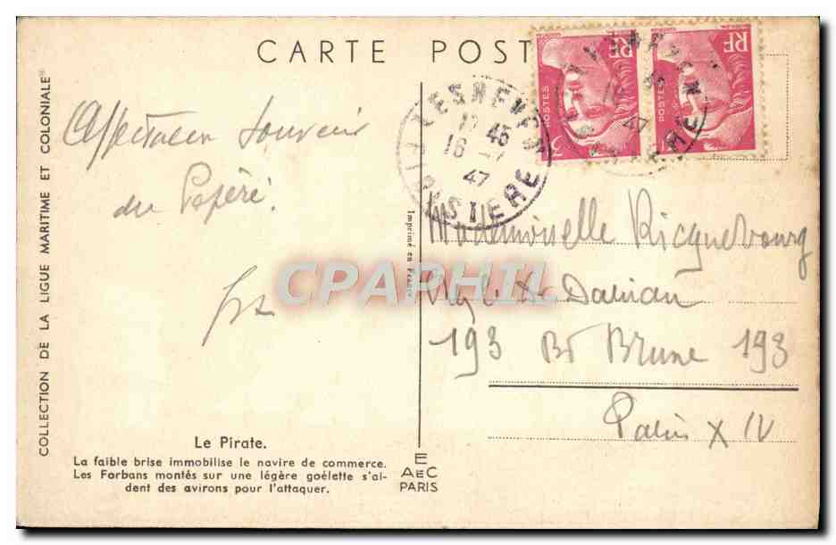 Le Pirate — Collection de la Ligue Maritime et Coloniale — Éditeur AEC Paris — Rückseite