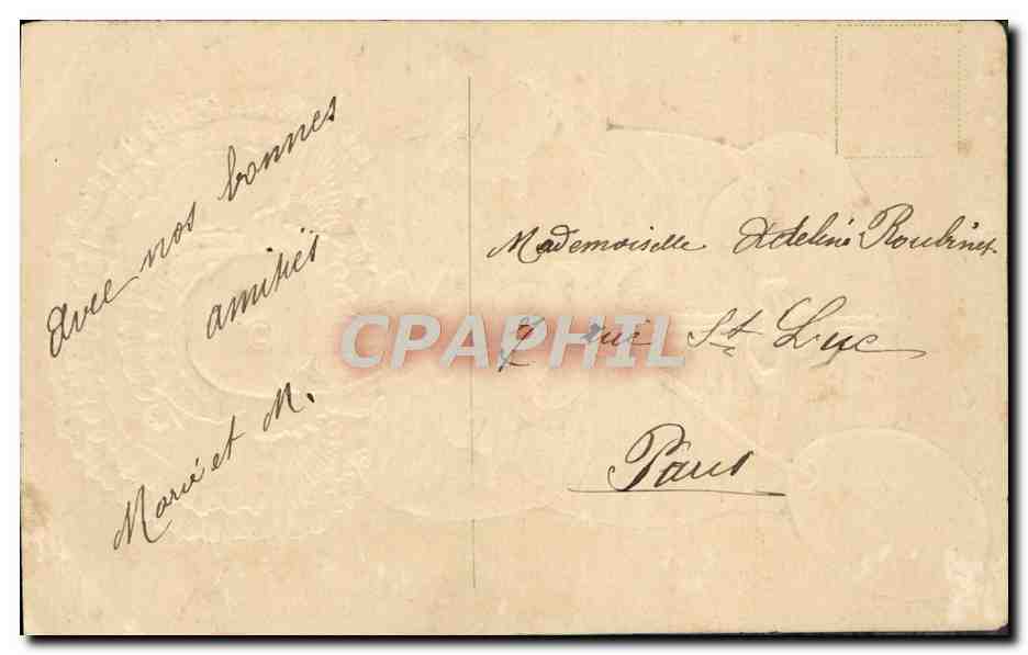CPA Heureuses Paques Poussin Lapin  — Rückseite