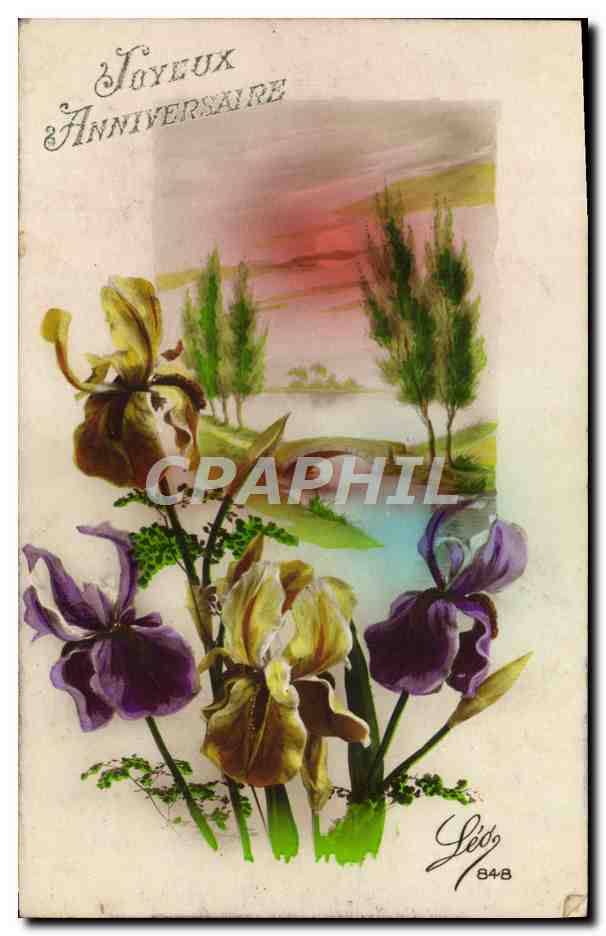 CPA Joyeux Anniversaire Fleurs 