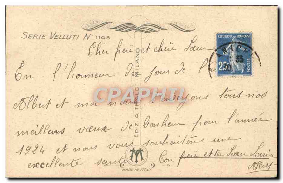 CPA Serie Velluti Fleurs  — Verso