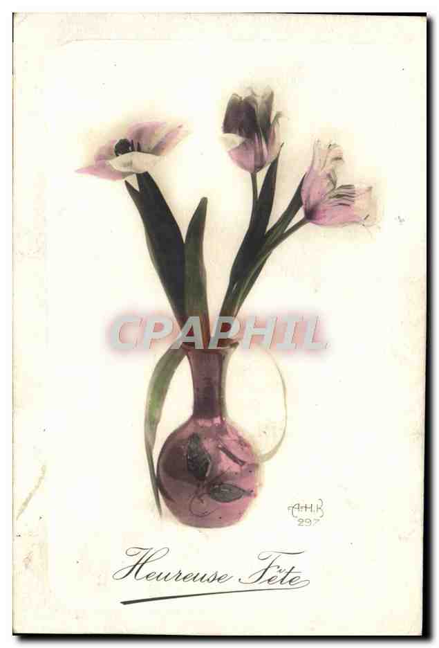 CPA Heureuse Fete Fleurs