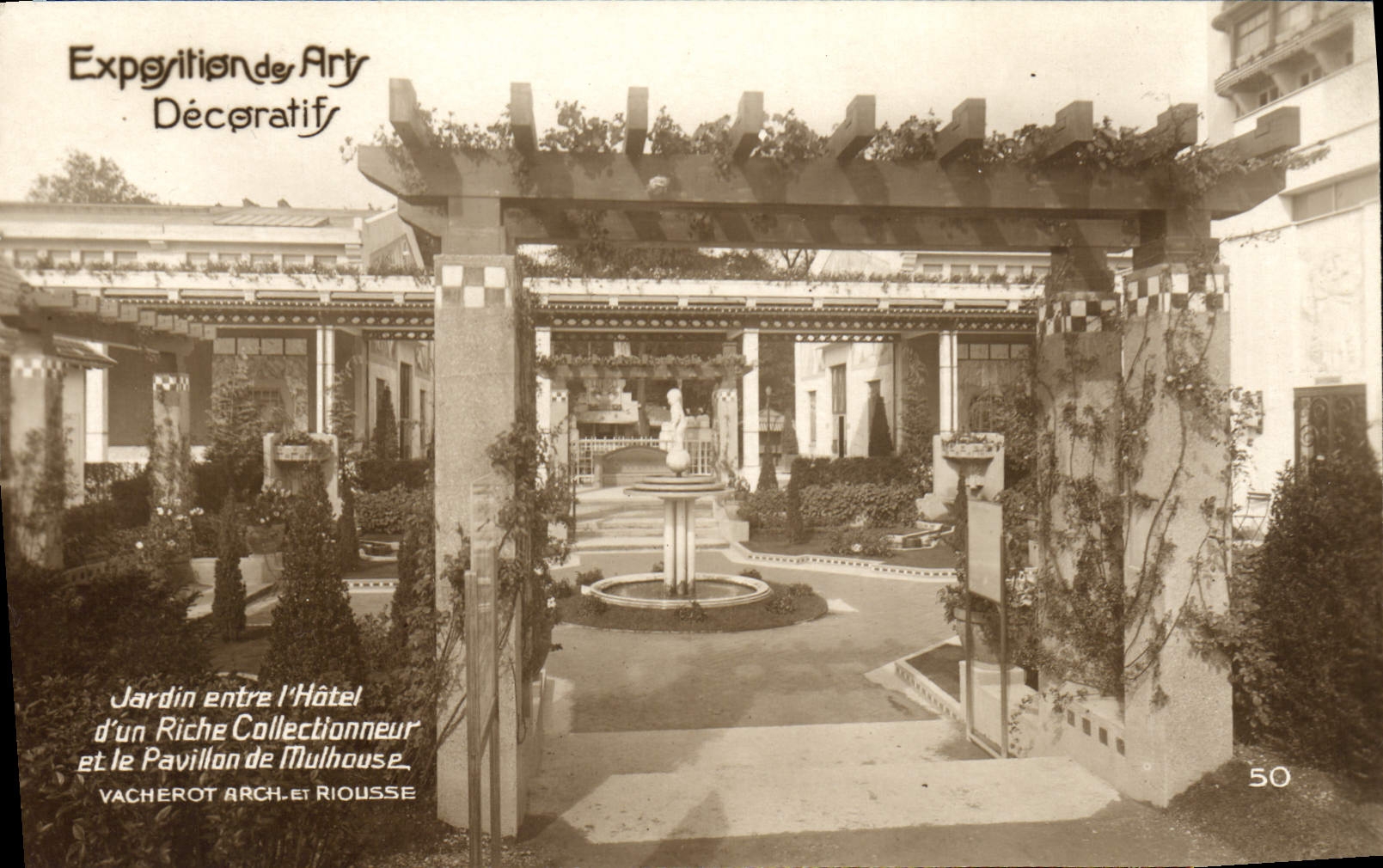 Jardin entre l'Hôtel d'un Riche Collectionneur et le Pavillon de Mulhouse — Exposition de Arts Décoratifs — VACHEROT ARCH. ET RIOUSSE, n°50