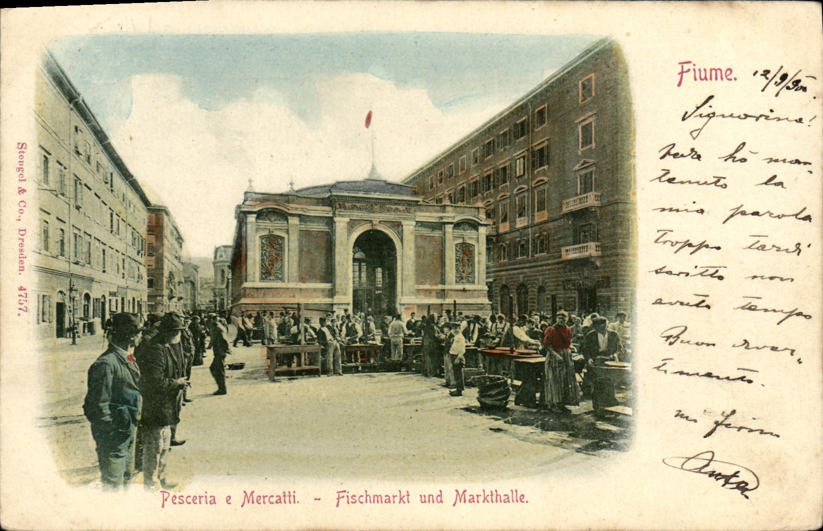 CPA Fiume Pesceria E Mercatti Fischmarkt Und Markthalle