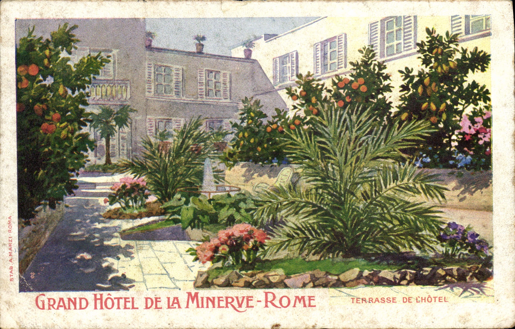 CPA Grand Hotel De La Minerve Rome Terrasse De l'Hotel