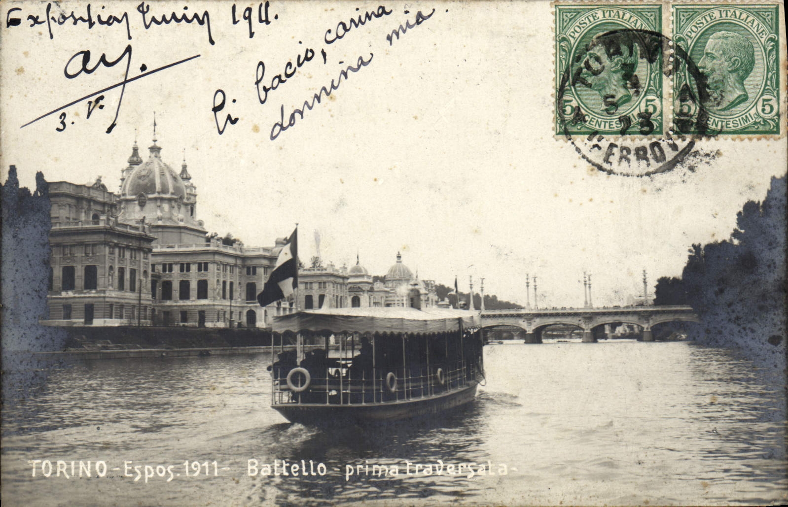 CPA Torino Espos 1911 Battello Prima Traversata Bateau 