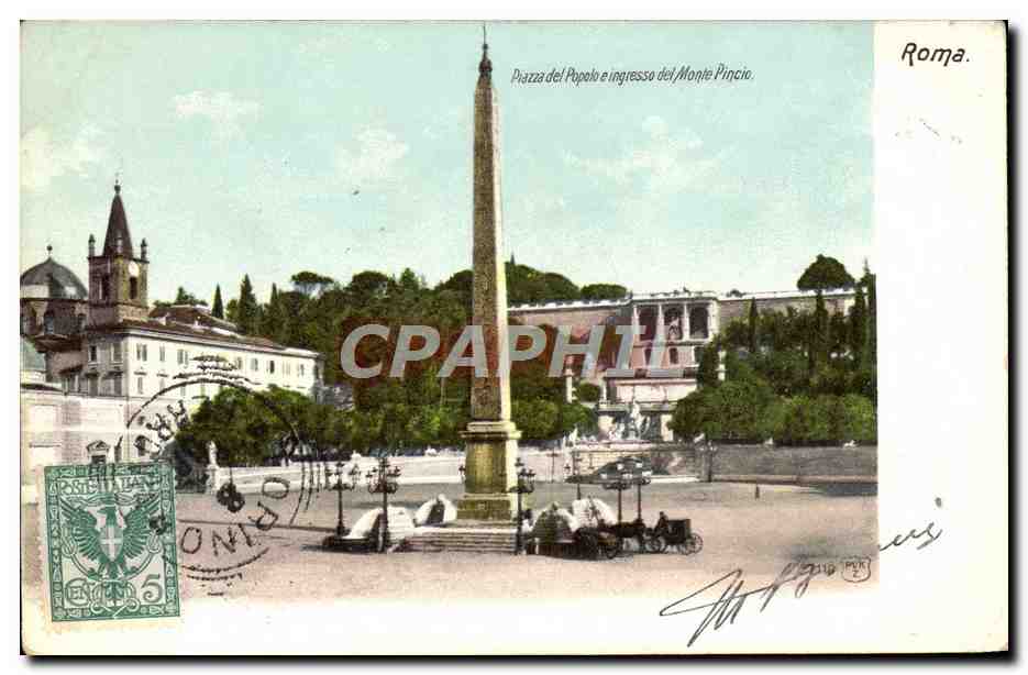 CPA Roma Piazza Del Popolo E ingresso Del Monte Pincio