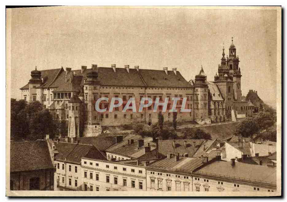 Antike Ansichtskarte Polen Polen Krakau Königliches Schloss Blick auf die Kathedrale und das Schloss