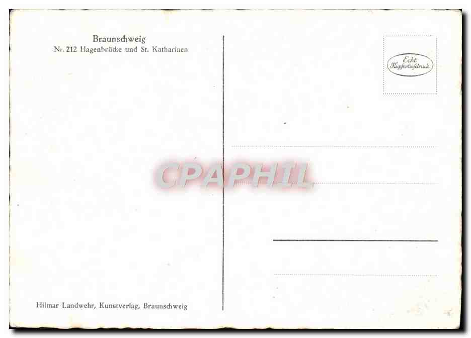 CPA Brauschweig Hagenbrucke Und St Katharimen — Rückseite