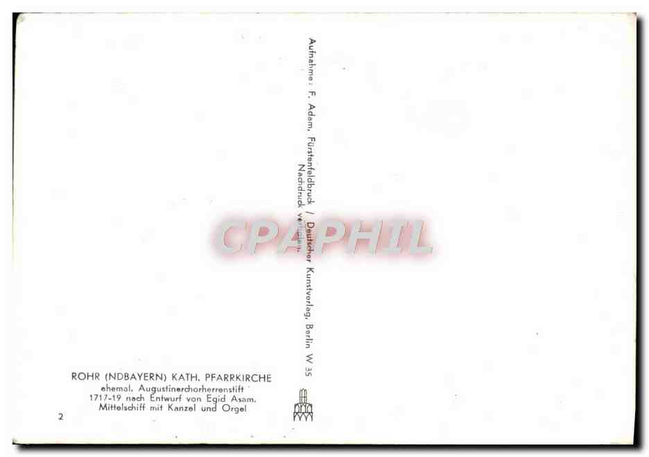 CPA Rohr Kath Pfarrkirche Chemal Augustinerchorhorrenstift Orgue — Verso