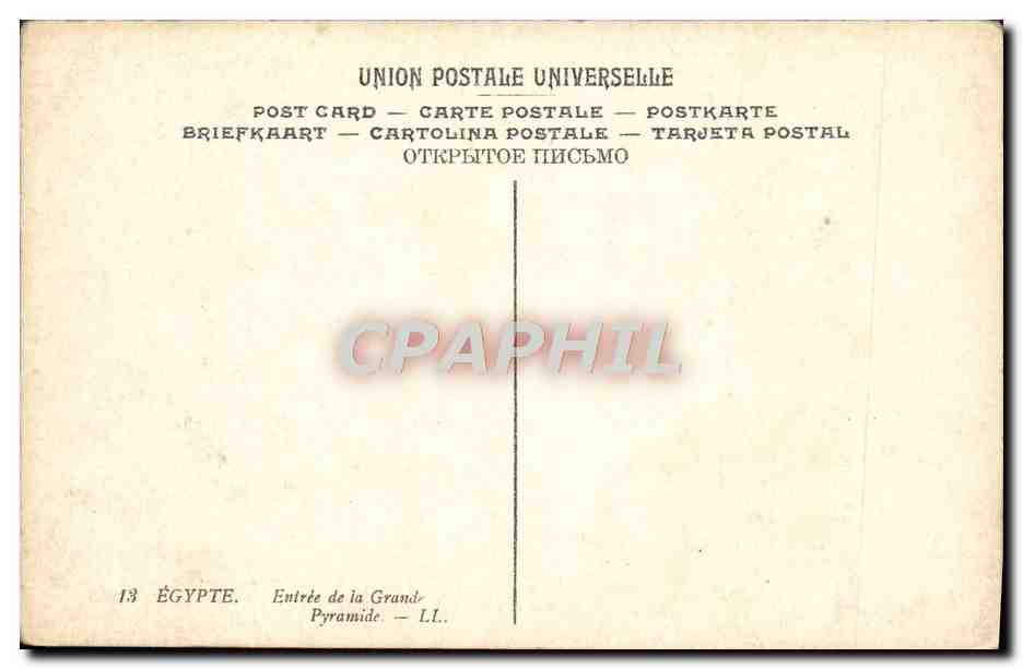 CPA Egypte Entree De La Grande Pyramide — Verso