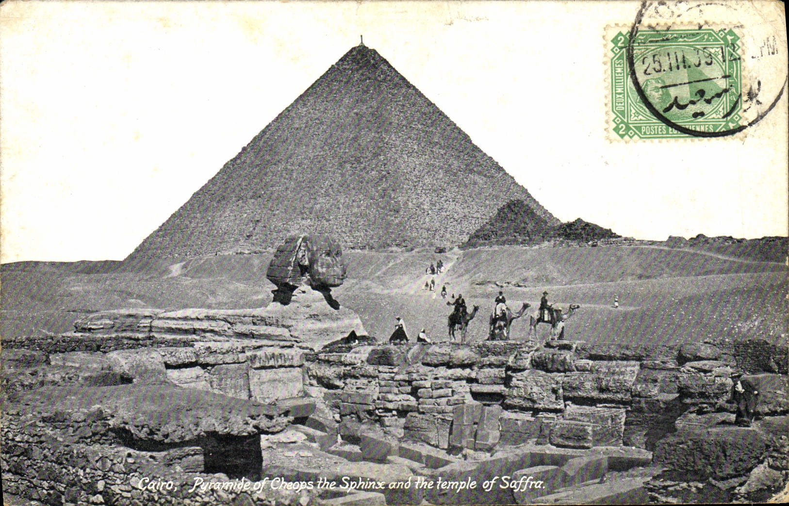 CPA Cairo Pyramid Of Cheops The Sphinx And The Temple Of Saffra